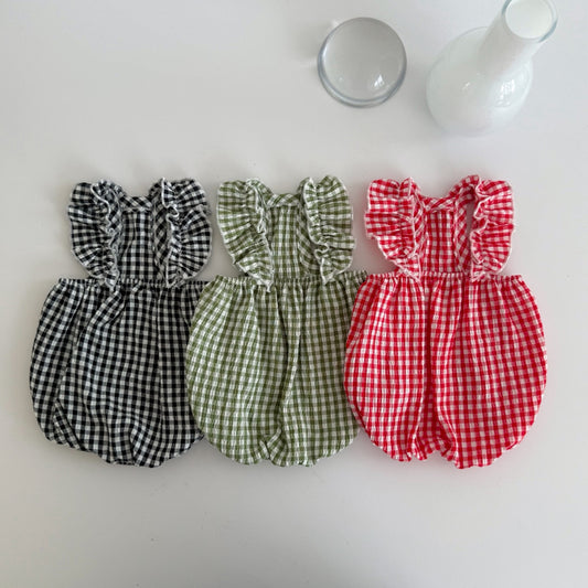 Plaid Frill Sleeveless Top (3 colors)