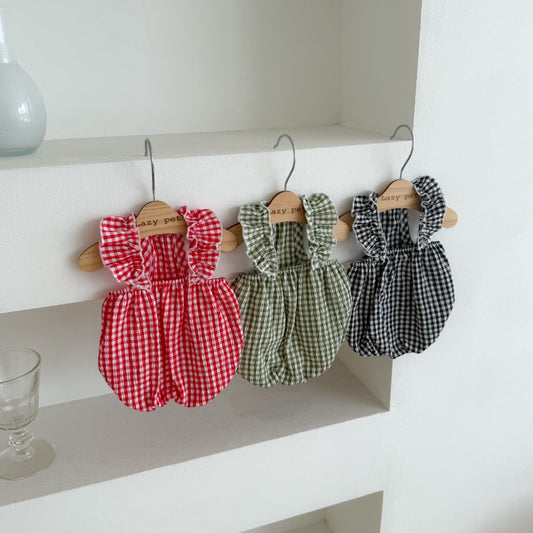 Plaid Frill Sleeveless Top (3 colors)