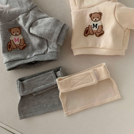 Bear Hoodie Crop Top + Skirt Set (3 colors)