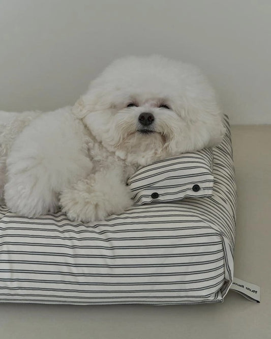 Mini Button Pillow Black Stripe