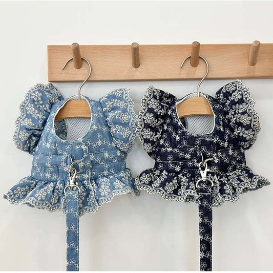 Denim Harness Jacket and Leash Set (2 colors)