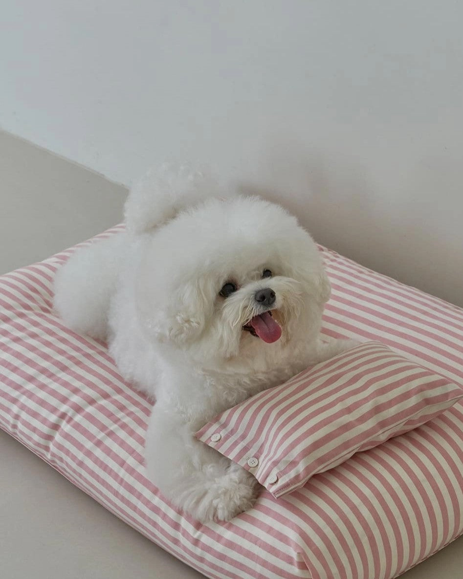 Mini Button Pillow Pink Stripe