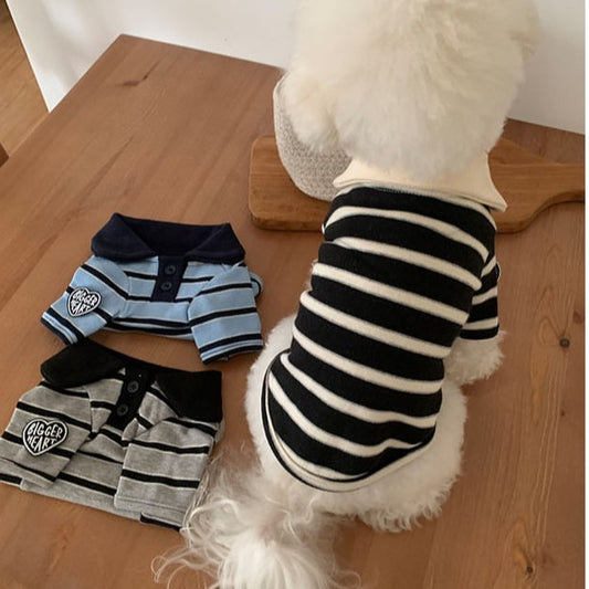 Big Heart Stripe Collar T-Shirt (3 colors)