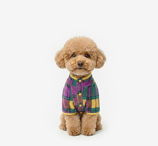 Tartan Check Fleece Jacket Violet
