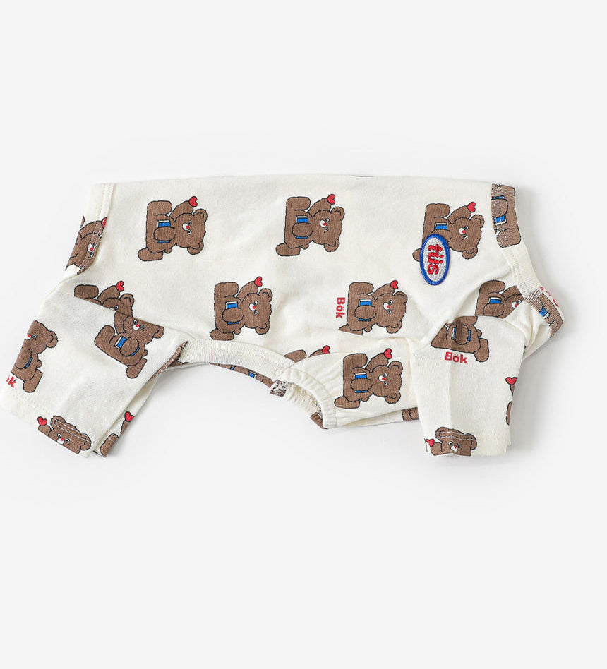 Bok Bear Dog Onesie Ivory