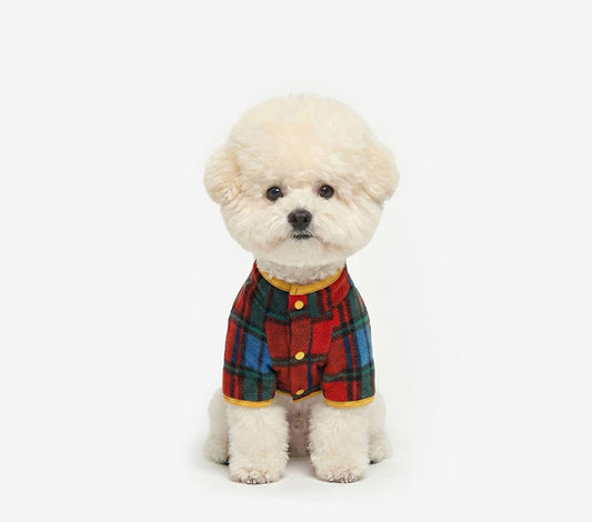 Tartan Check Fleece Jacket Red