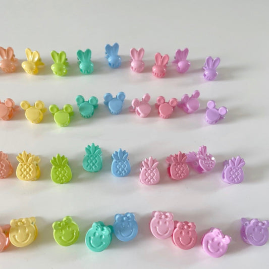 Pastel Mini Hair Clips (Rabbit, Pineapple, Flower, Star)