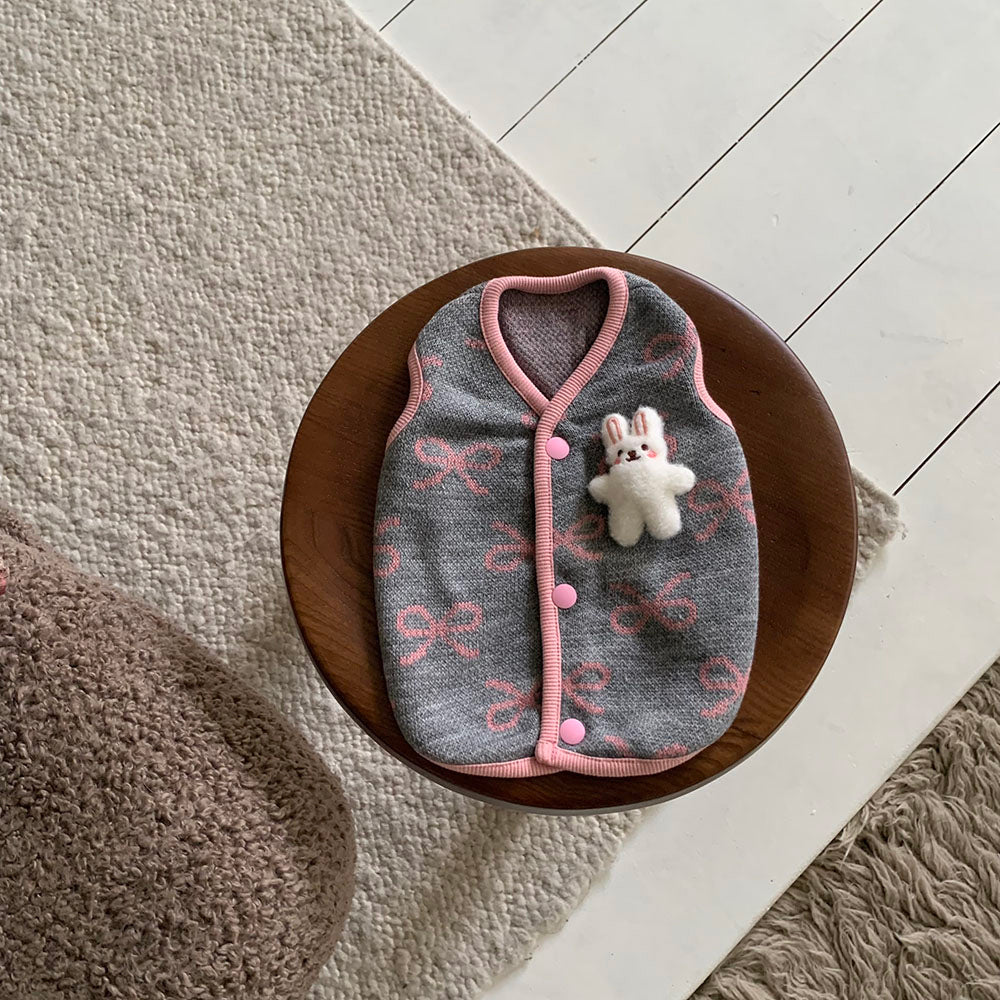 Ribbon Bunny Brooch Vest (2 colors)