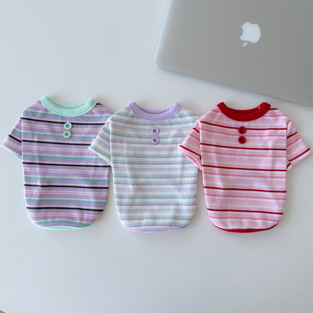 Button Stripe T-Shirt (3 colors)