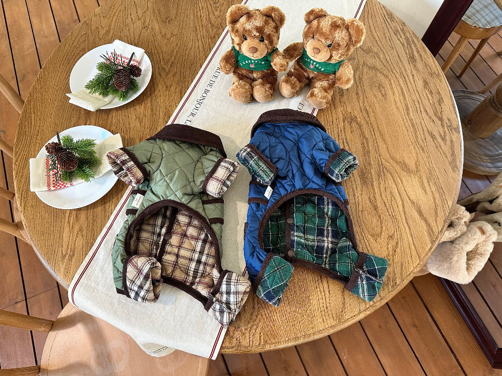 Quilted Check Puffer Jumpsuit (2 colors)