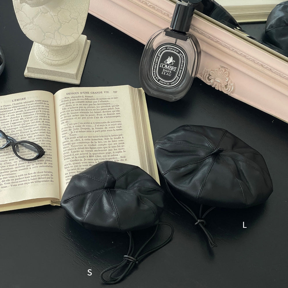 Faux Leather Beret