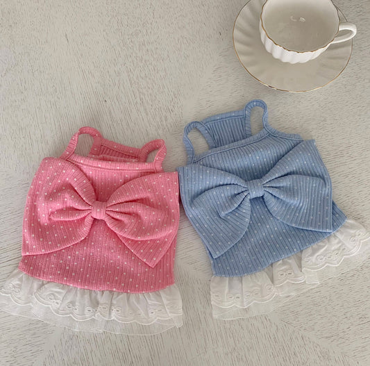 Ribbon Dot Lace Sleeveless Dress (2 colors)