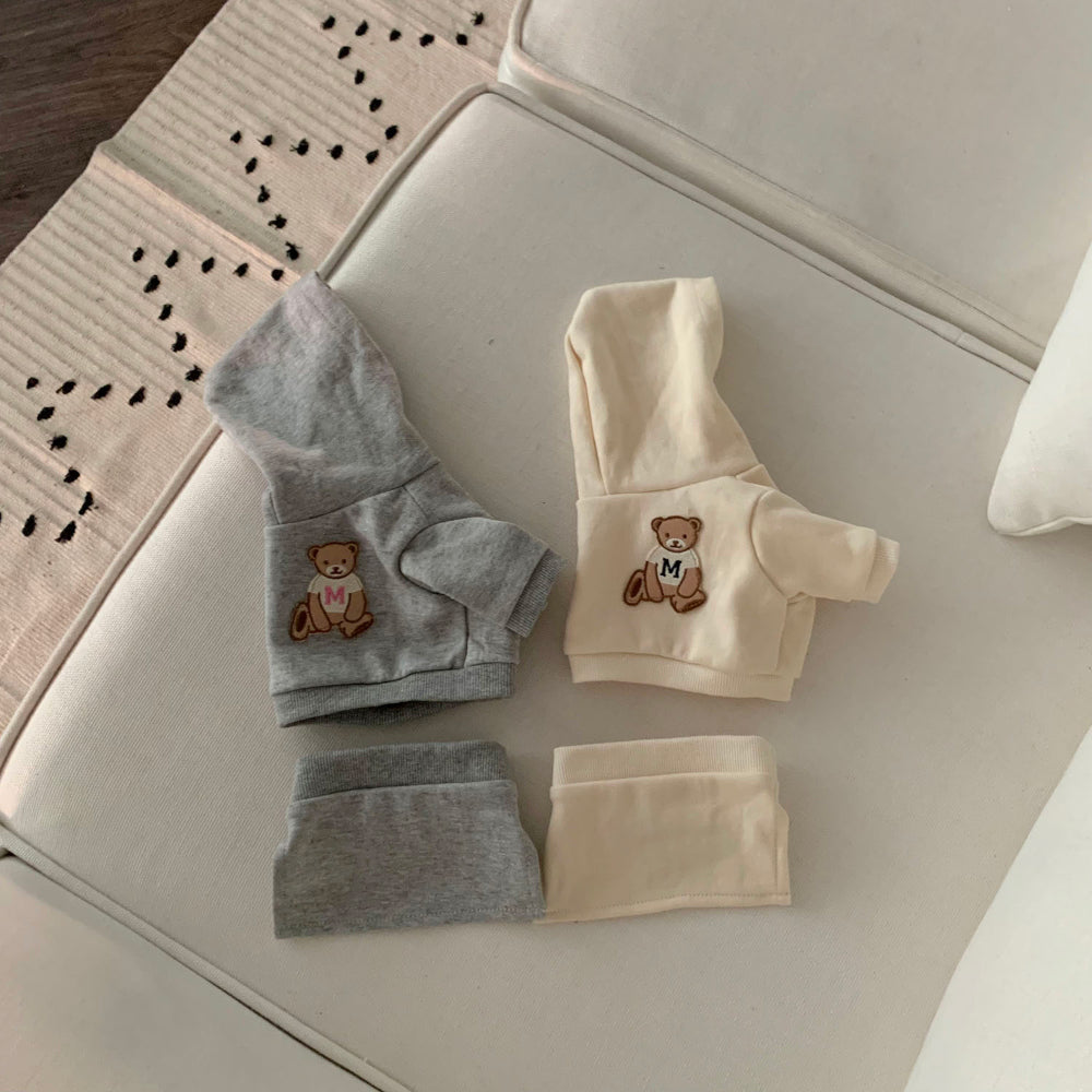 Bear Hoodie Crop Top + Skirt Set (3 colors)
