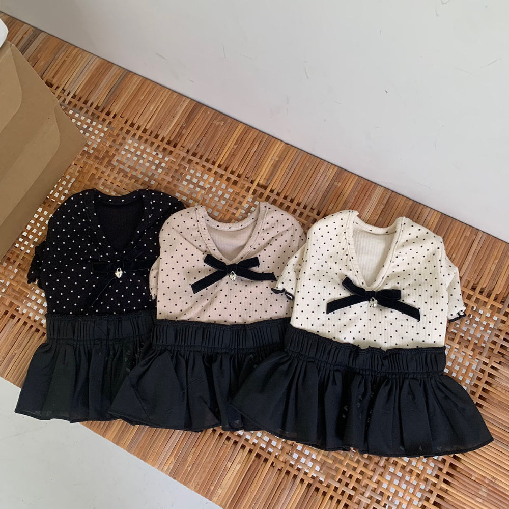 Velvet Ribbon Polka Dot Dress (3 colors)