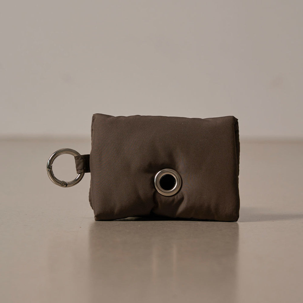 Mini Button Poop Bag Pouch Brown