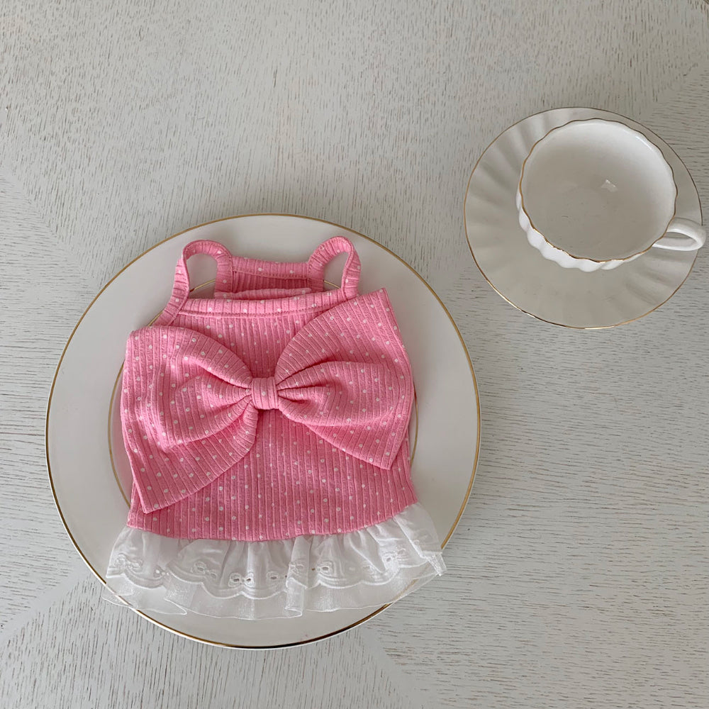 Ribbon Dot Lace Sleeveless Dress (2 colors)
