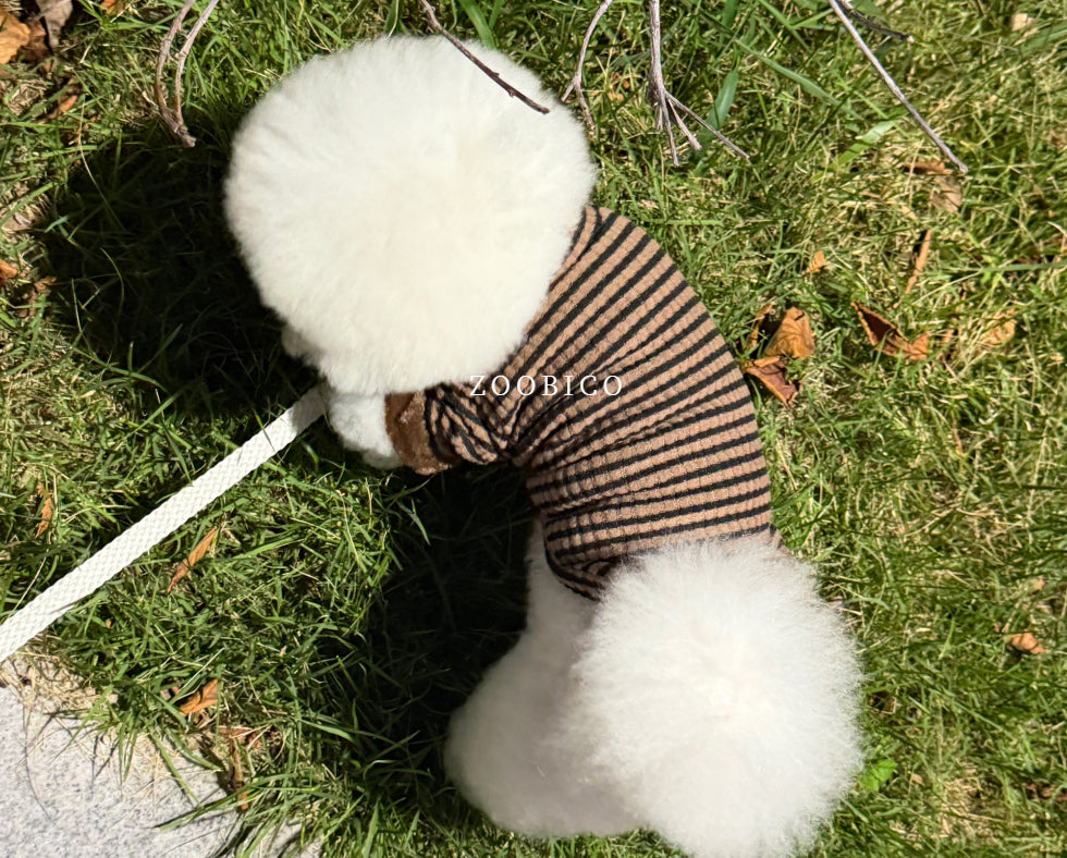 Striped Faux Fur Sleeve Turtleneck Tee (4 colors)
