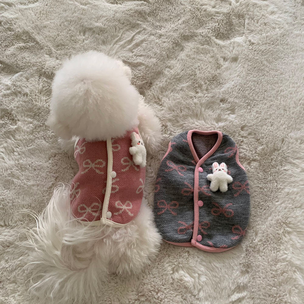 Ribbon Bunny Brooch Vest (2 colors)