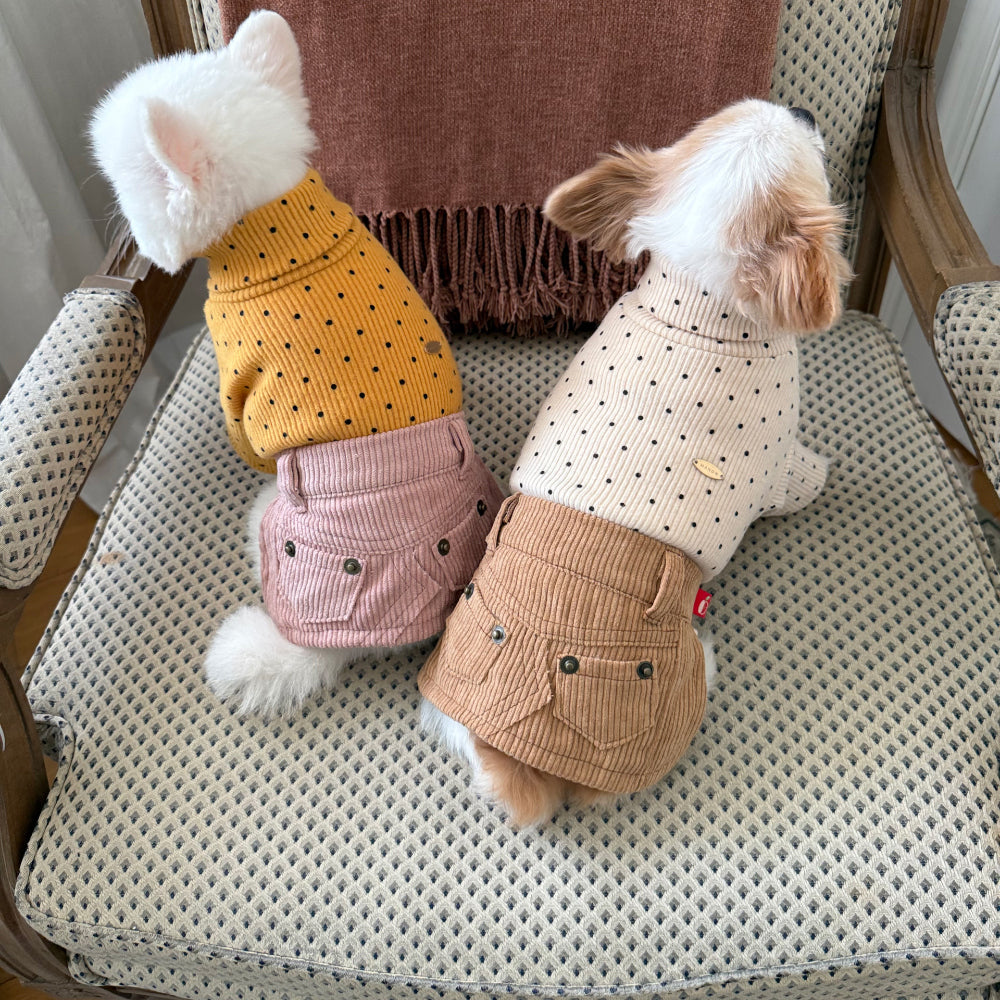 Polka Corduroy Turtleneck Tee (5 colors)