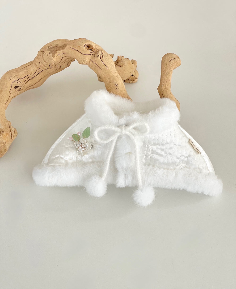 Flower Mink Fur Hanbok Cape (2 colors)