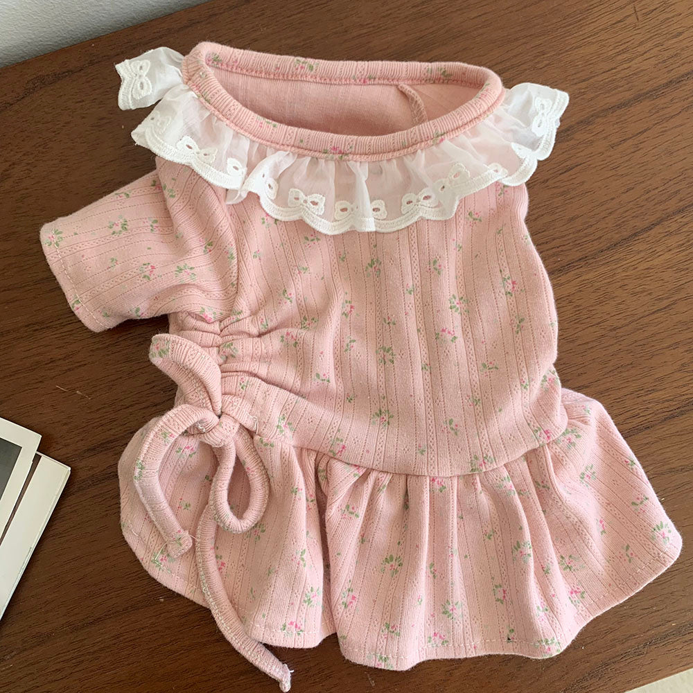 Lace Collar Shirred Dress (3 colors)