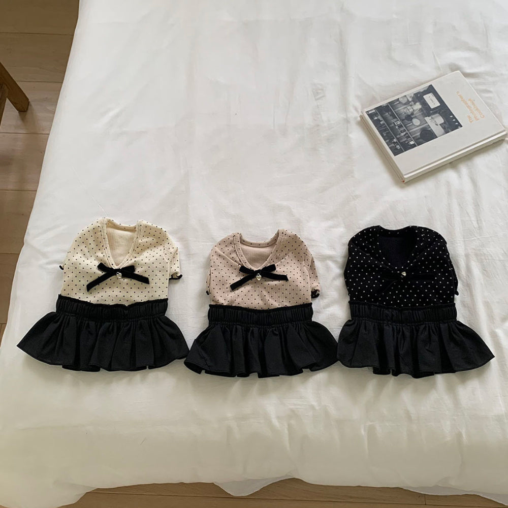 Velvet Ribbon Polka Dot Dress (3 colors)