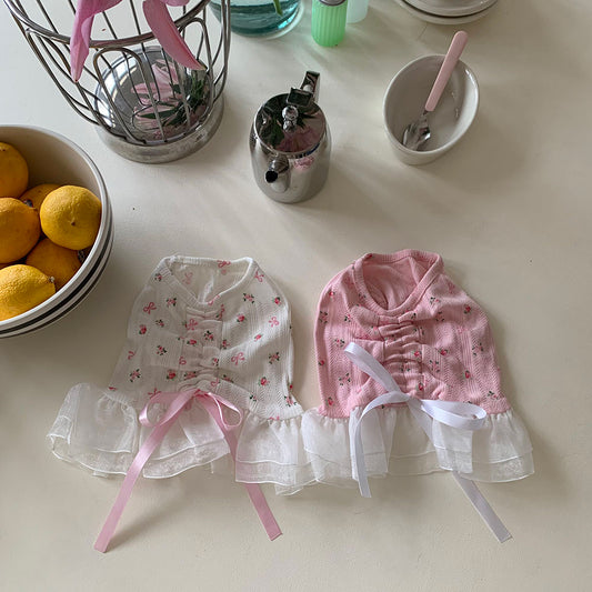 Ballet Flower Ribbon Frill Dress (2 colors)