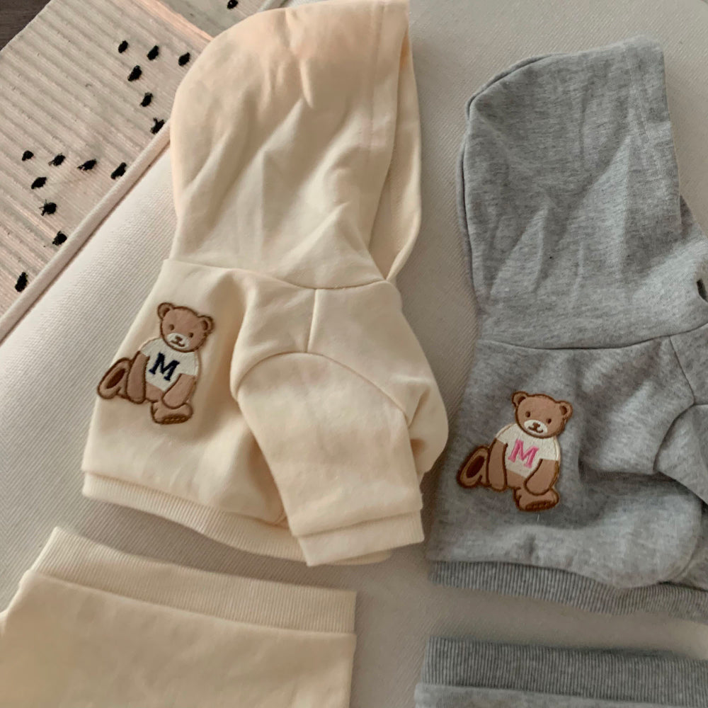 Bear Hoodie Crop Top + Skirt Set (3 colors)