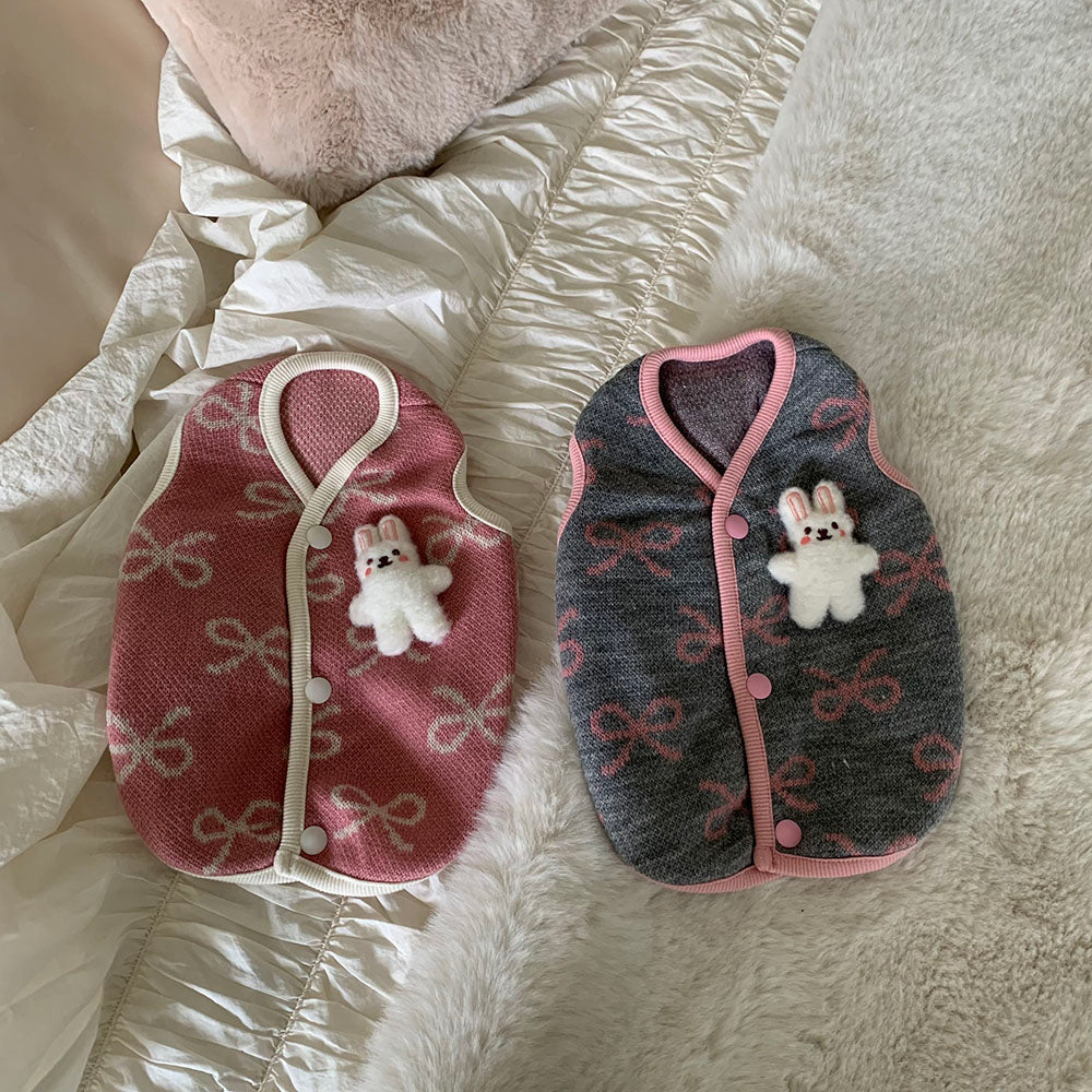 Ribbon Bunny Brooch Vest (2 colors)