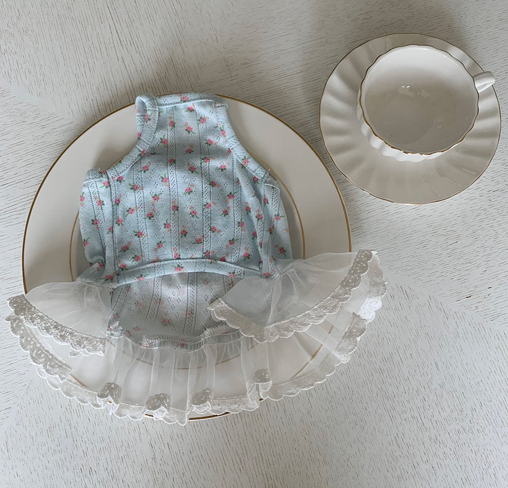 Strawberry Flower Ribbon Sleeveless Dress (3 colors)