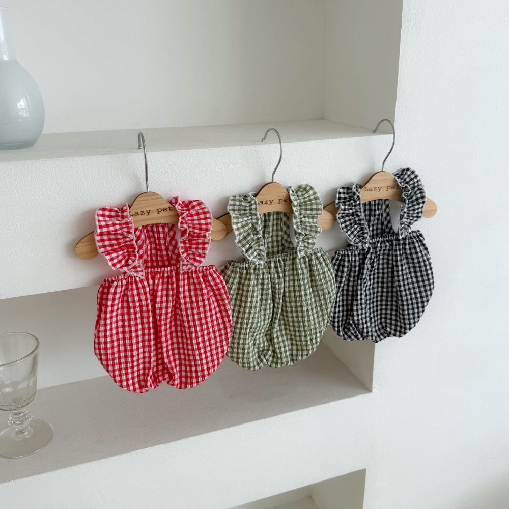 Plaid Frill Sleeveless Top (3 colors)