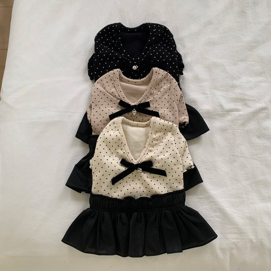 Velvet Ribbon Polka Dot Dress (3 colors)