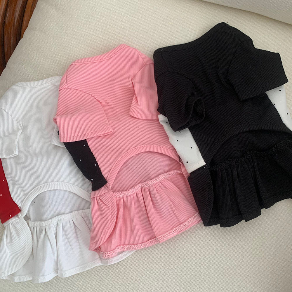 Polka Dot Shirring Flare Dress (4 colors)