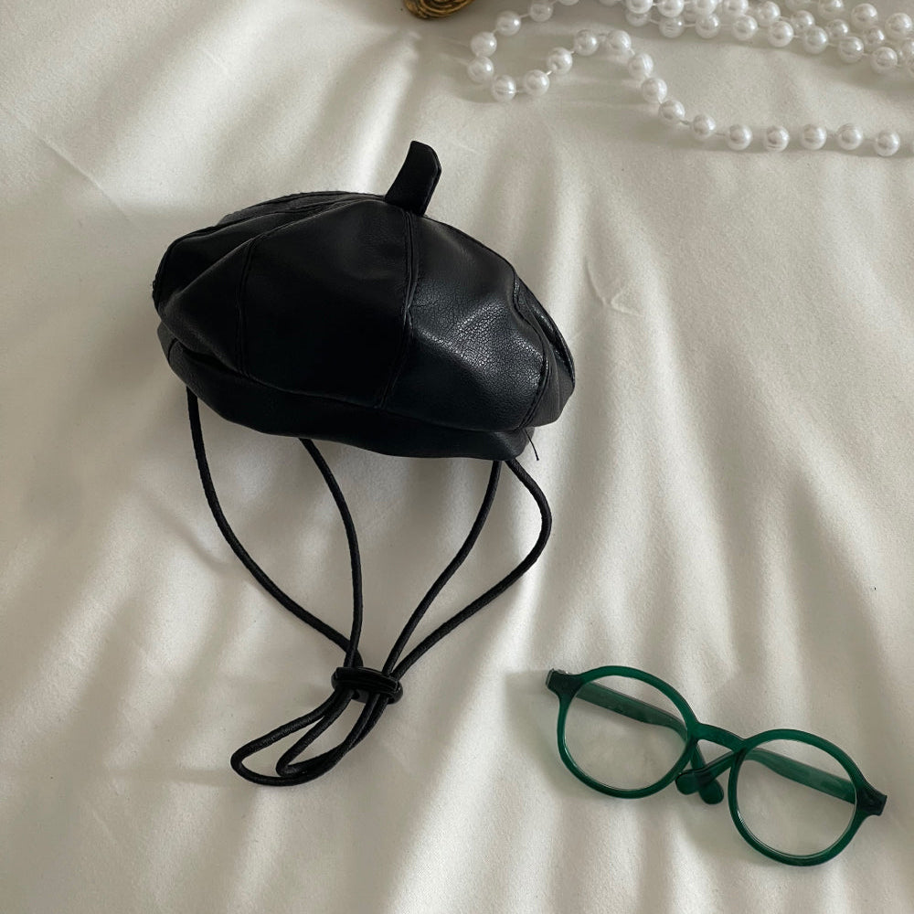 Faux Leather Beret