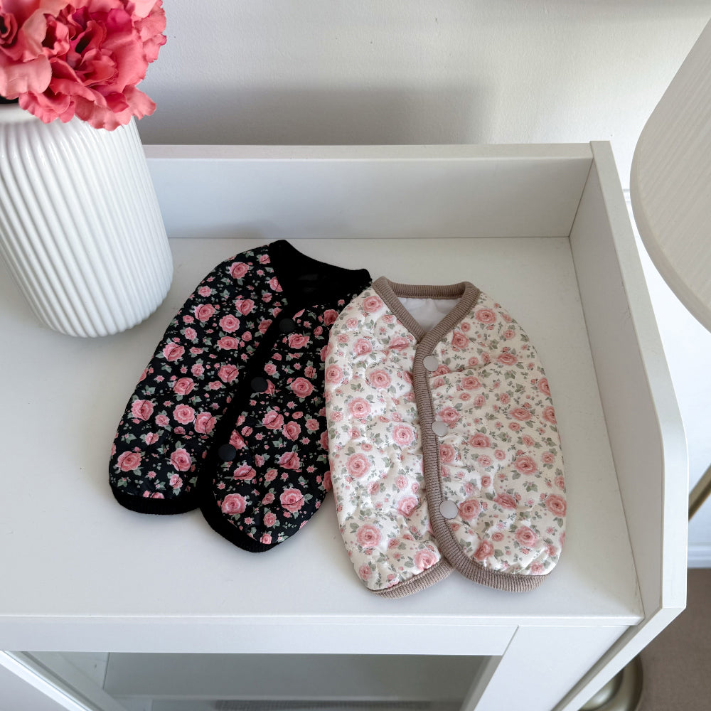 Floral Quilted Puffer Vest (2 colors)