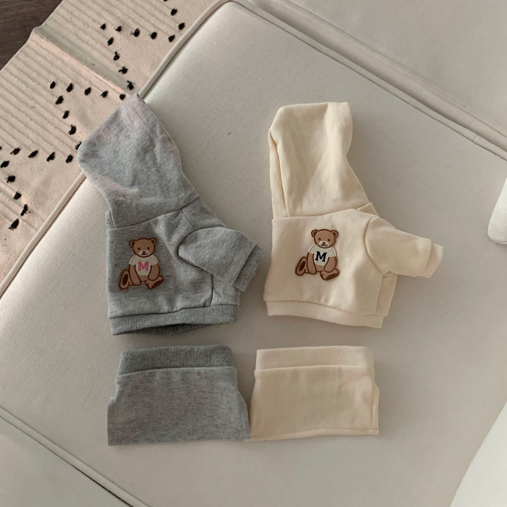 Bear Hoodie Crop Top + Skirt Set (3 colors)