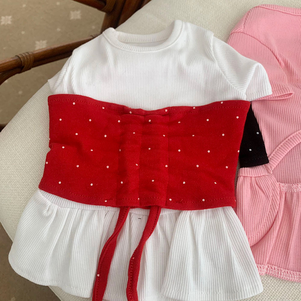 Polka Dot Shirring Flare Dress (4 colors)