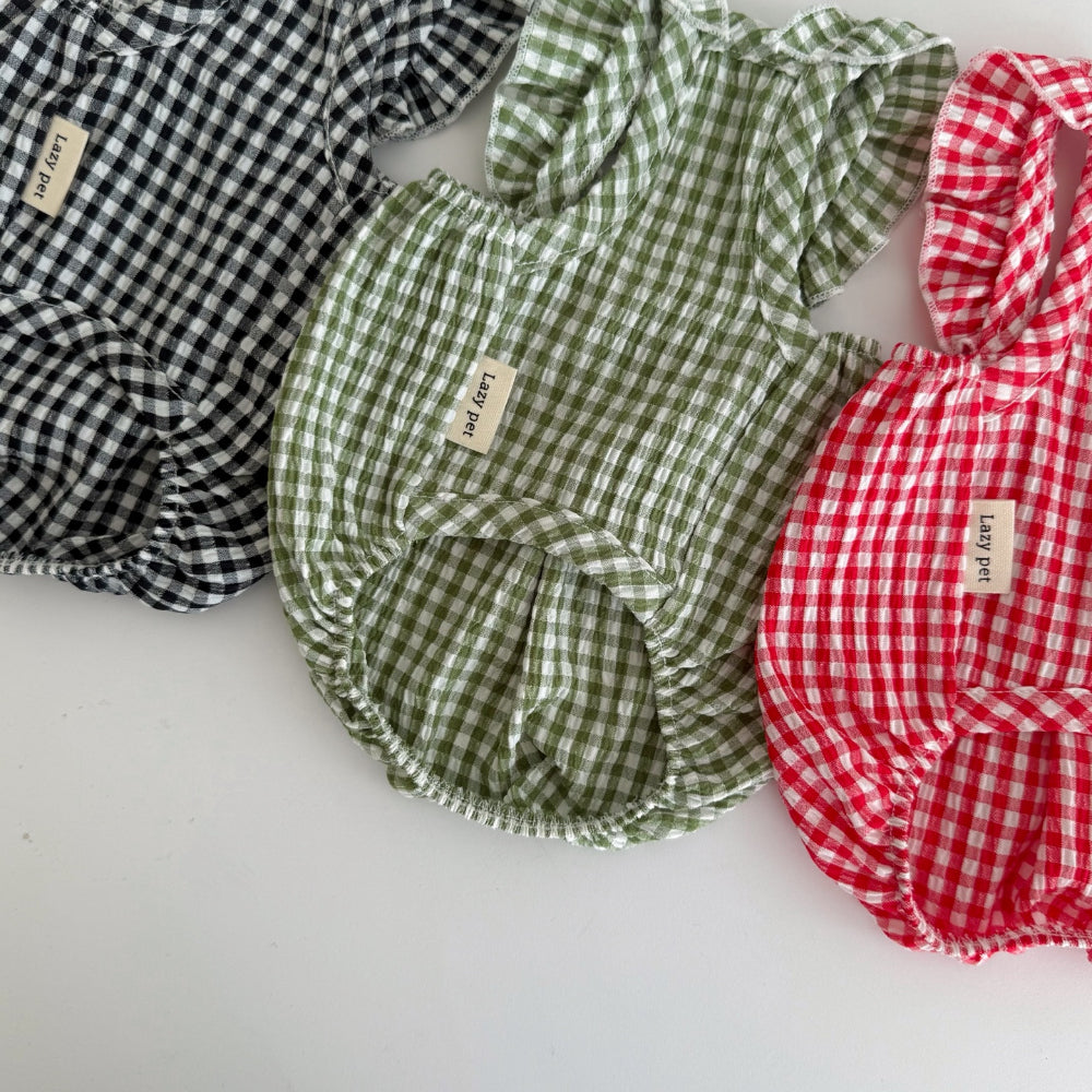 Plaid Frill Sleeveless Top (3 colors)