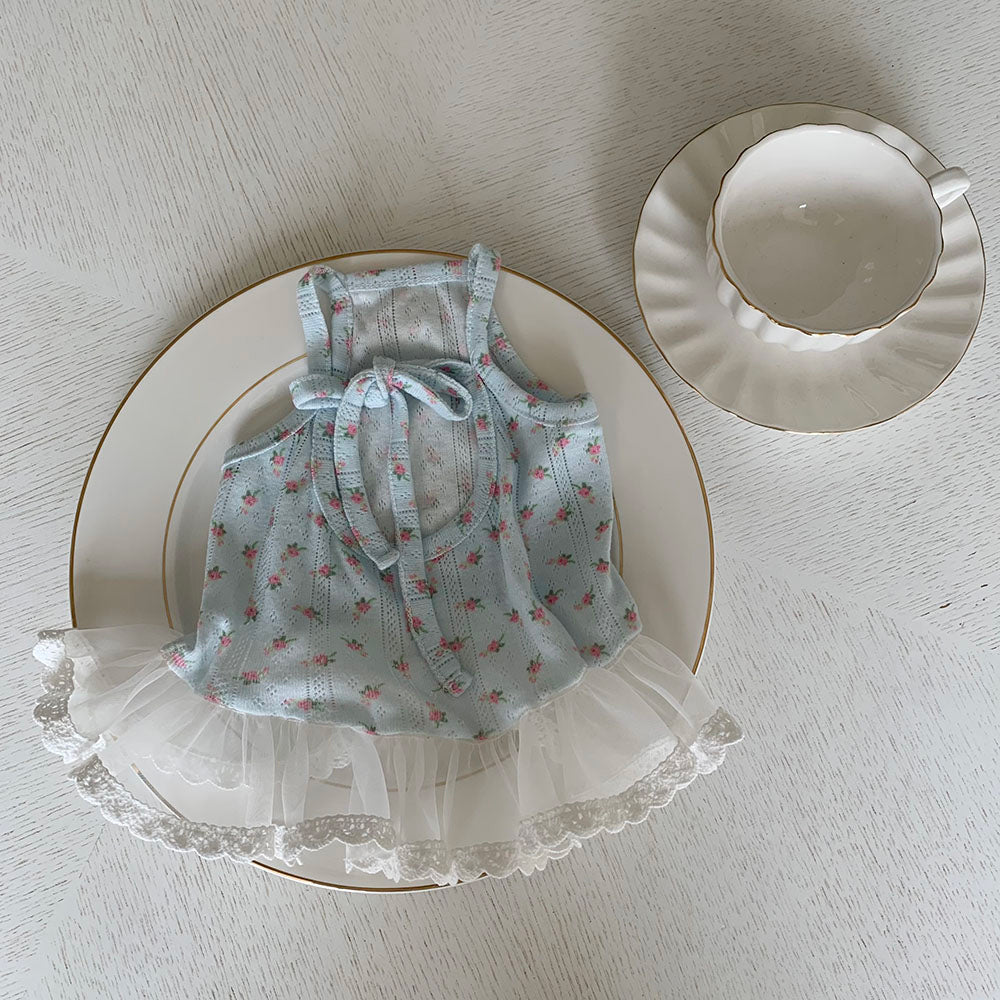 Strawberry Flower Ribbon Sleeveless Dress (3 colors)