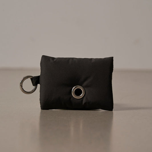 Mini Button Poop Bag Pouch Black