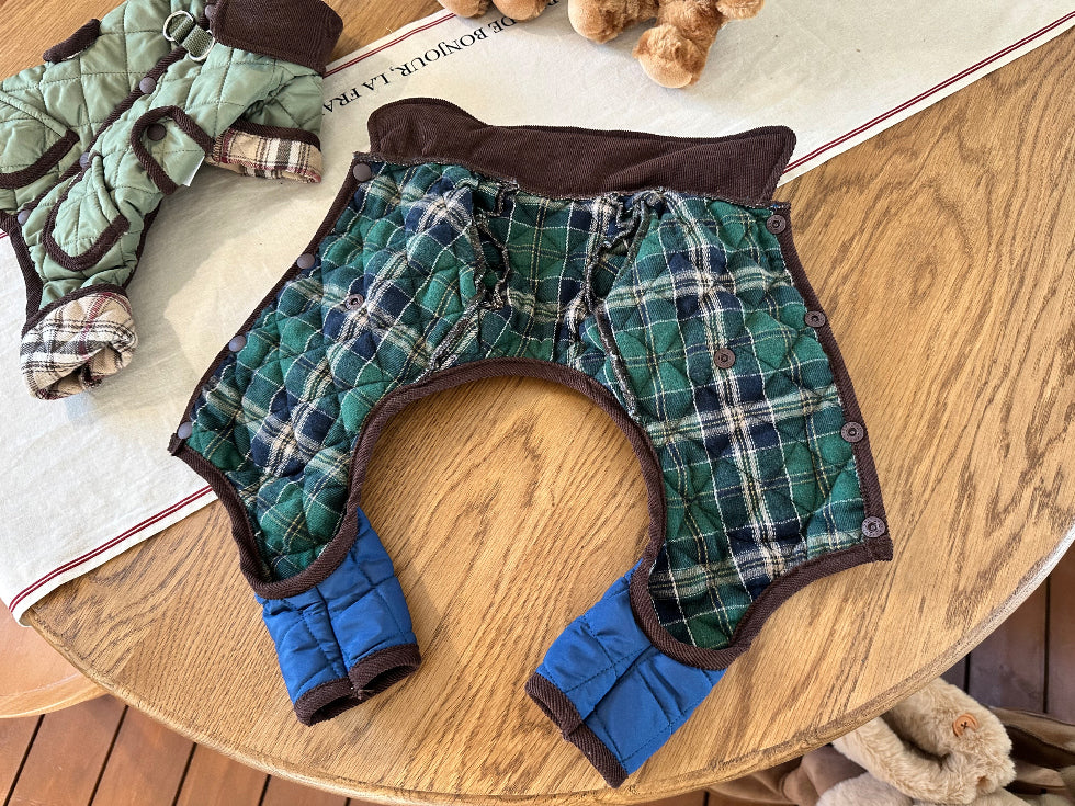 Quilted Check Puffer Jumpsuit (2 colors)