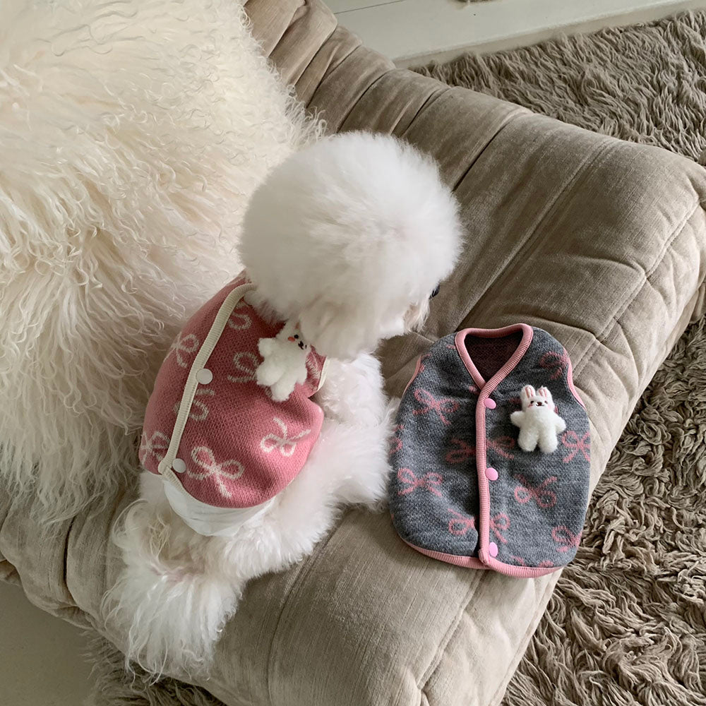 Ribbon Bunny Brooch Vest (2 colors)