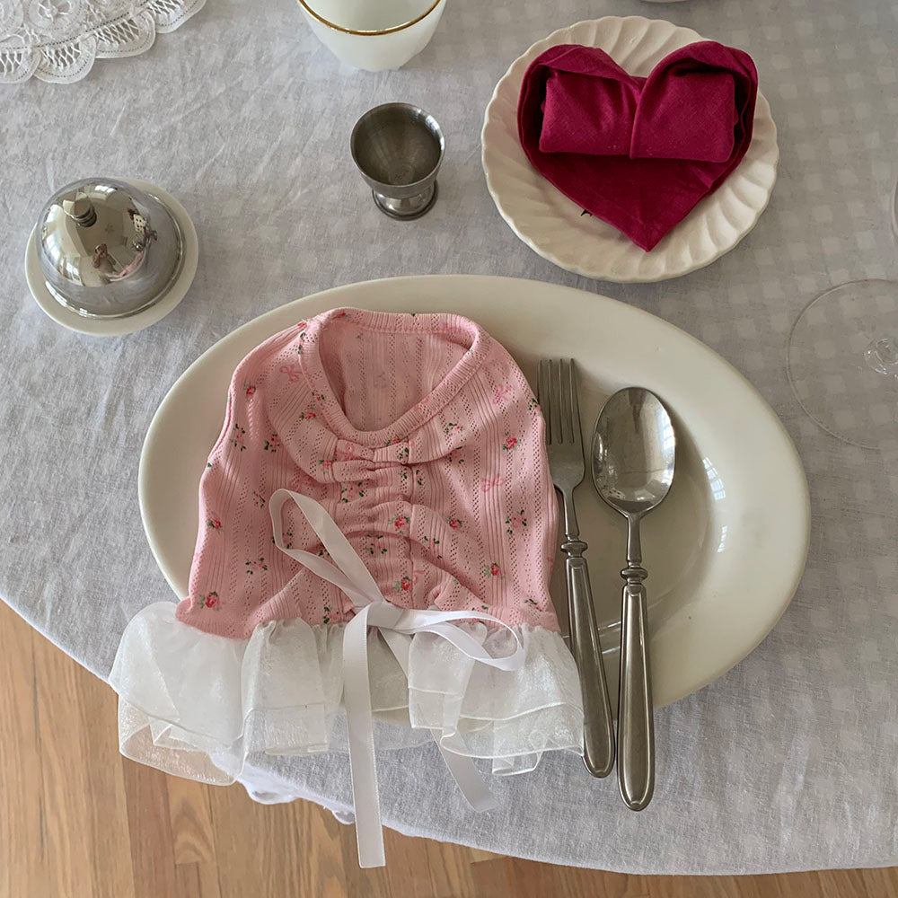 Ballet Flower Ribbon Frill Dress (2 colors)