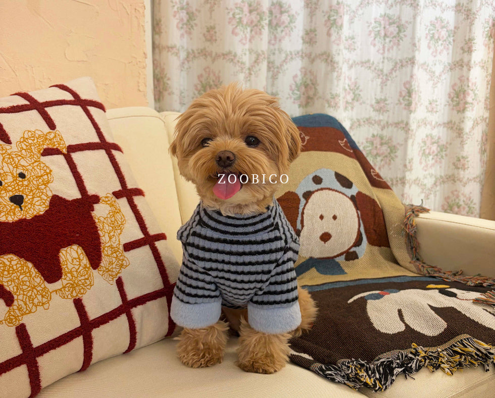 Striped Faux Fur Sleeve Turtleneck Tee (4 colors)