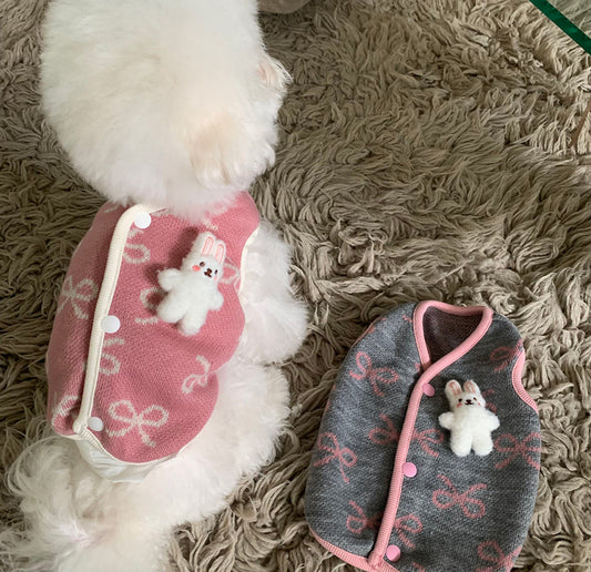 Ribbon Bunny Brooch Vest (2 colors)