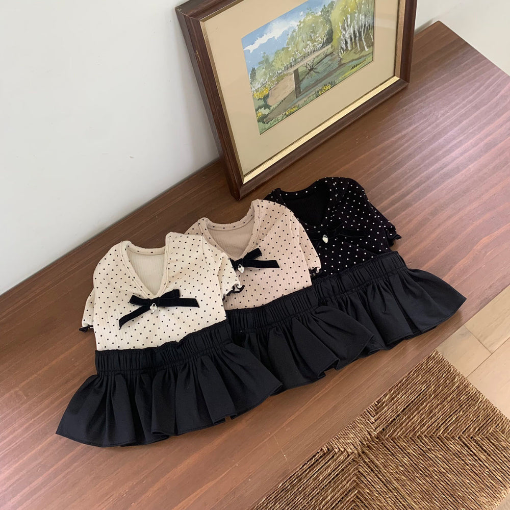 Velvet Ribbon Polka Dot Dress (3 colors)