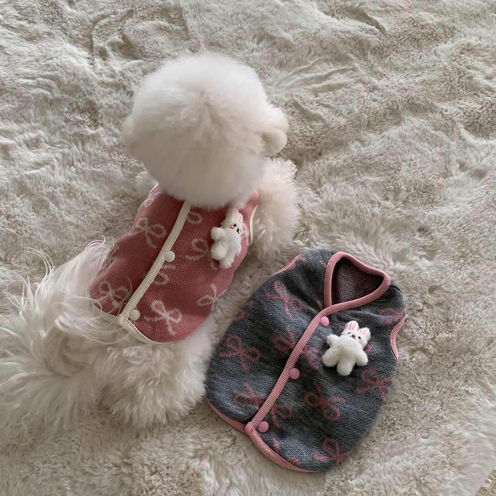 Ribbon Bunny Brooch Vest (2 colors)