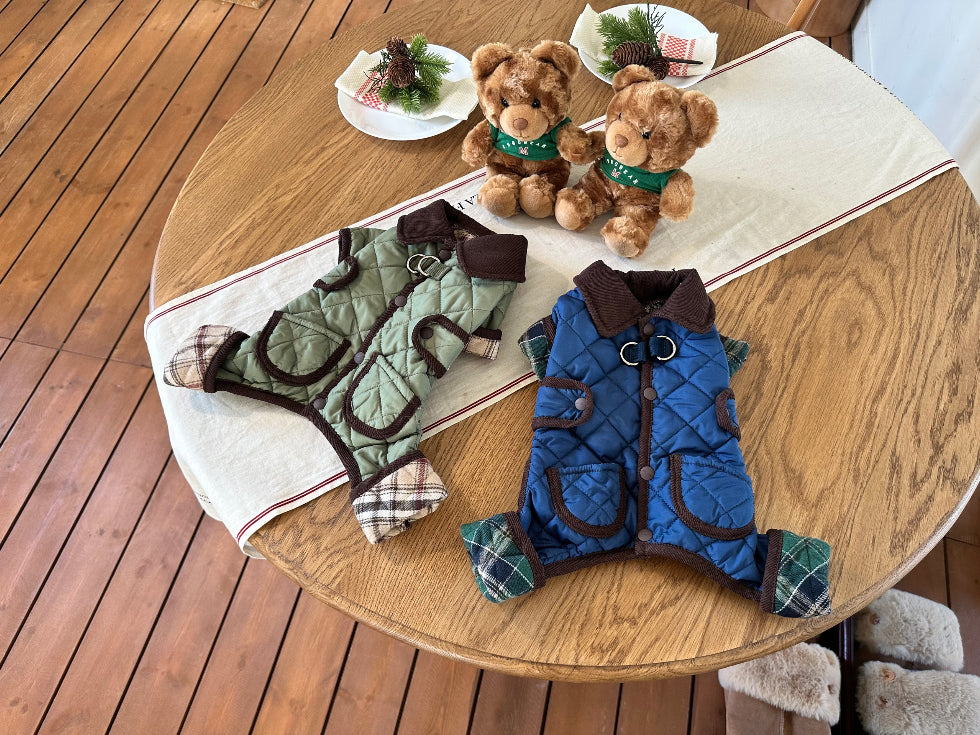 Quilted Check Puffer Jumpsuit (2 colors)