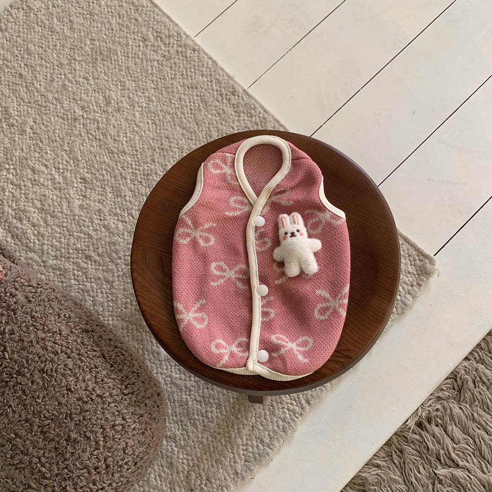 Ribbon Bunny Brooch Vest (2 colors)