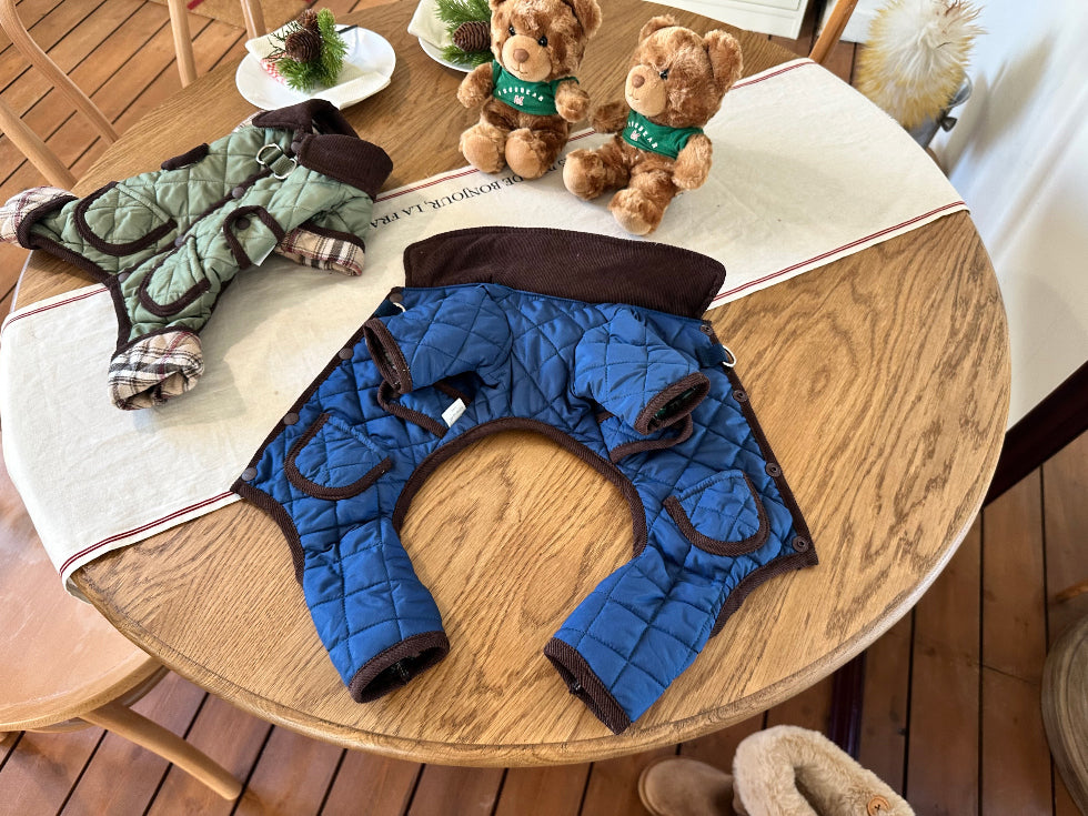 Quilted Check Puffer Jumpsuit (2 colors)